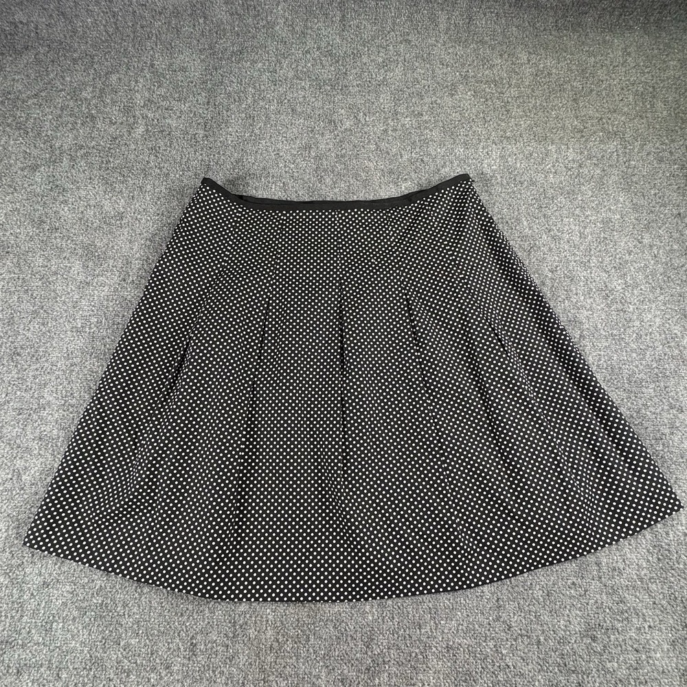 Nine West Skirt Women's 16 Black White Polka Dot Pleated Preppy Rockabilly Mod